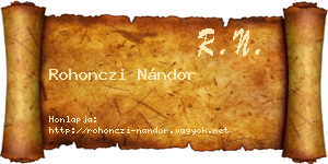 Rohonczi Nándor névjegykártya
